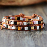 Mixed Natural Gemstones 2 Wrap Bracelet