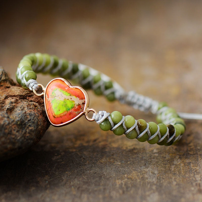 Peaceful Heart Sodalite Or Jade Friendship Bracelet