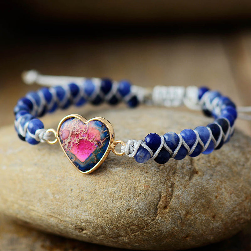 Peaceful Heart Sodalite Or Jade Friendship Bracelet