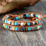 Mixed Natural Gemstones 2 Wrap Bracelet