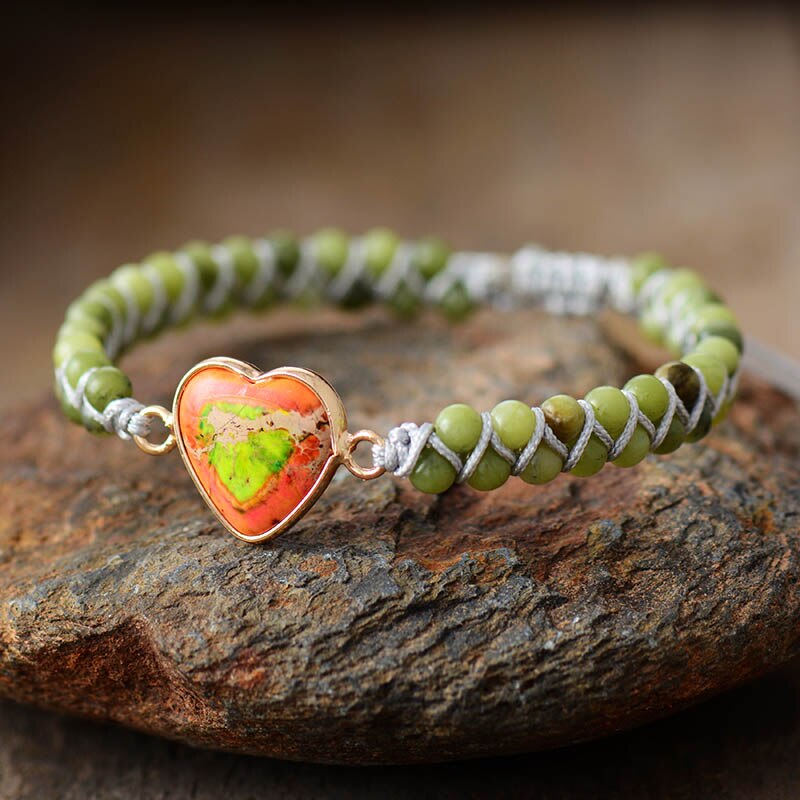 Peaceful Heart Sodalite Or Jade Friendship Bracelet