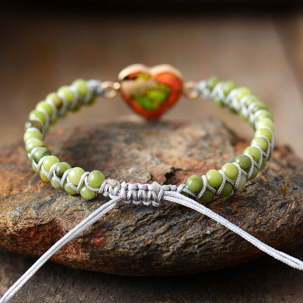 Peaceful Heart Sodalite Or Jade Friendship Bracelet