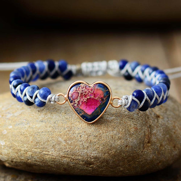 Peaceful Heart Sodalite Or Jade Friendship Bracelet