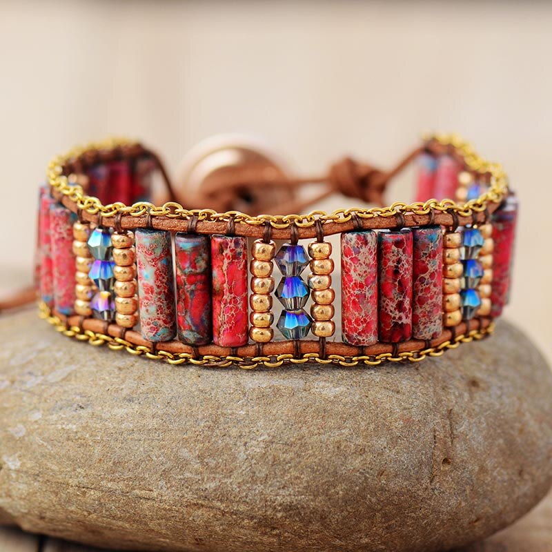 Multicolor Jasper Energy Wrap Bracelets