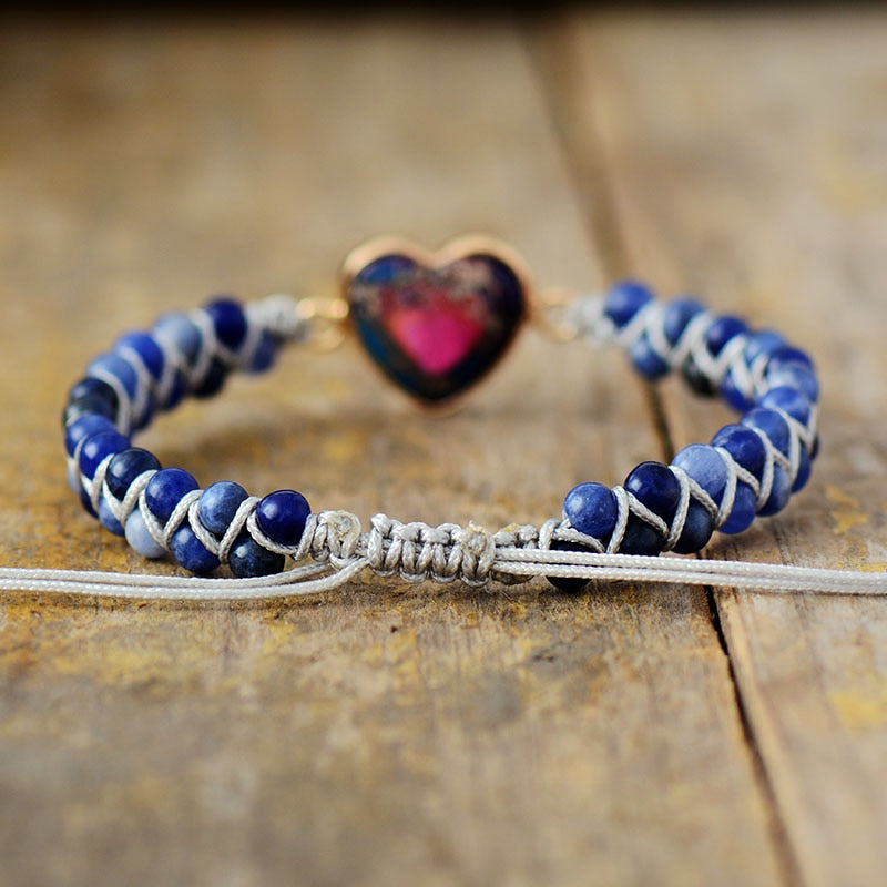 Peaceful Heart Sodalite Or Jade Friendship Bracelet