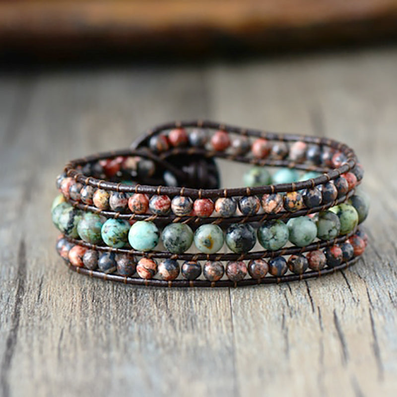Bohemian Multicolor Jasper Harmony Cuff Bracelet
