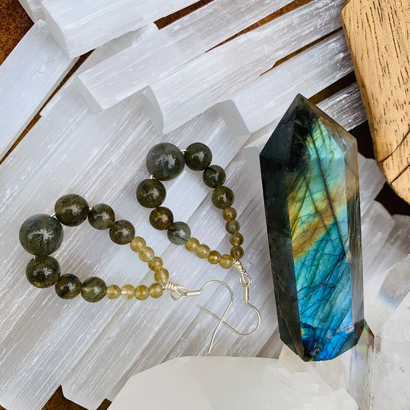 Labradorite Teardrop Dangle Earrings
