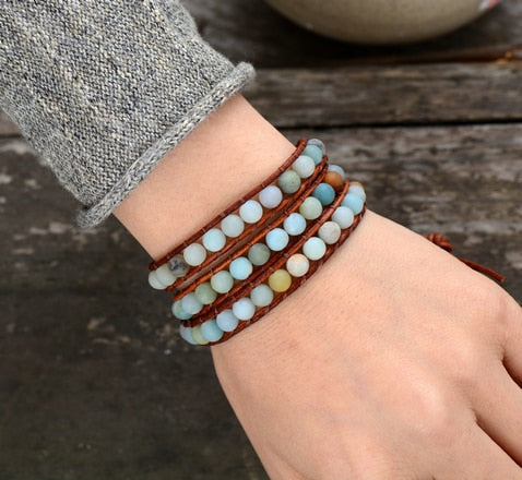 Grounding Amazonite 3 Wrap Bracelet