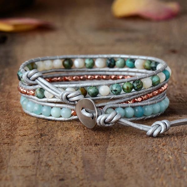 Soothing Amazonite Stone 3 Wrap Bracelet