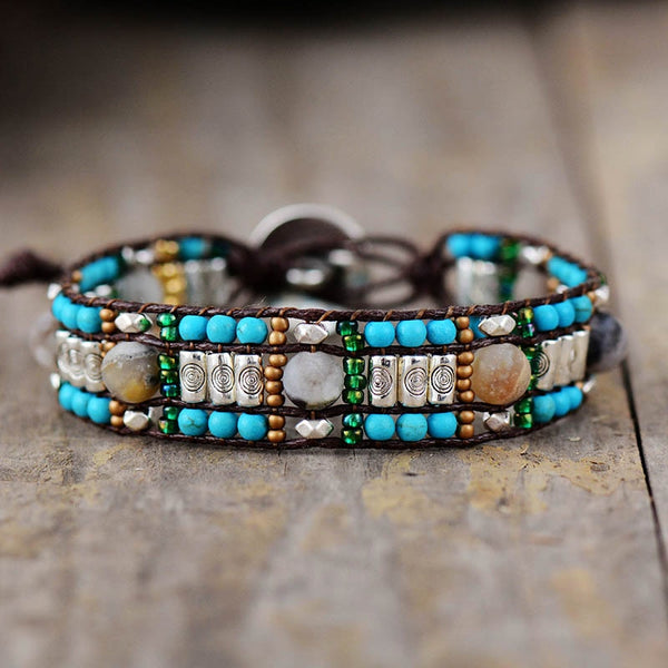 Turquoise - Jasper Protection Wrap Bracelet