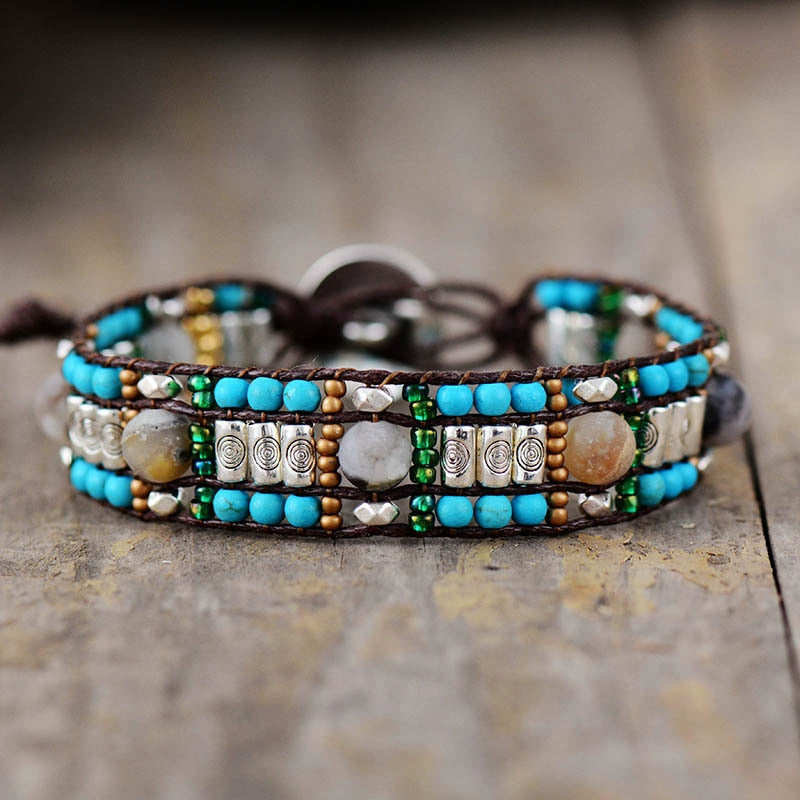 Turquoise - Jasper Protection Wrap Bracelet