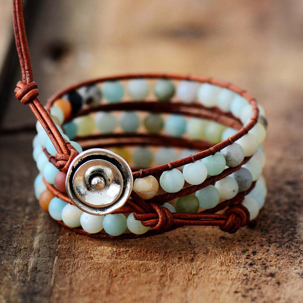 Grounding Amazonite 3 Wrap Bracelet