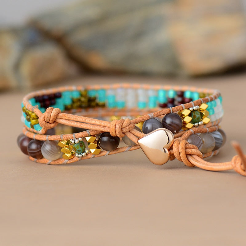 Good Fortune Onyx Crystal 2 Wrap Bracelet