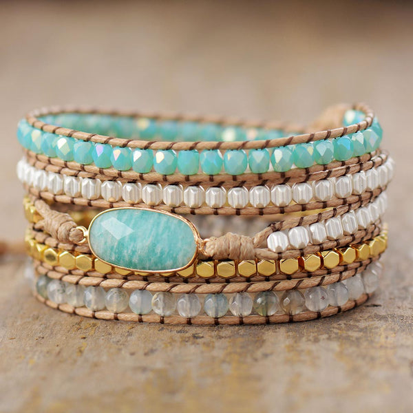 Grounding Amazonite 5 Wrap Bracelet