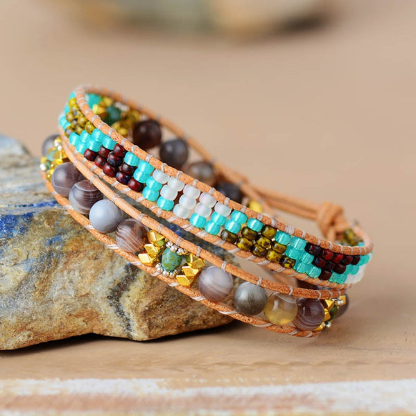 Good Fortune Onyx Crystal 2 Wrap Bracelet