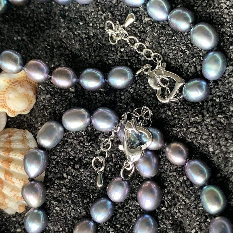 Midnight Freshwater Pearls - Necklace, Bracelet, Earring Set