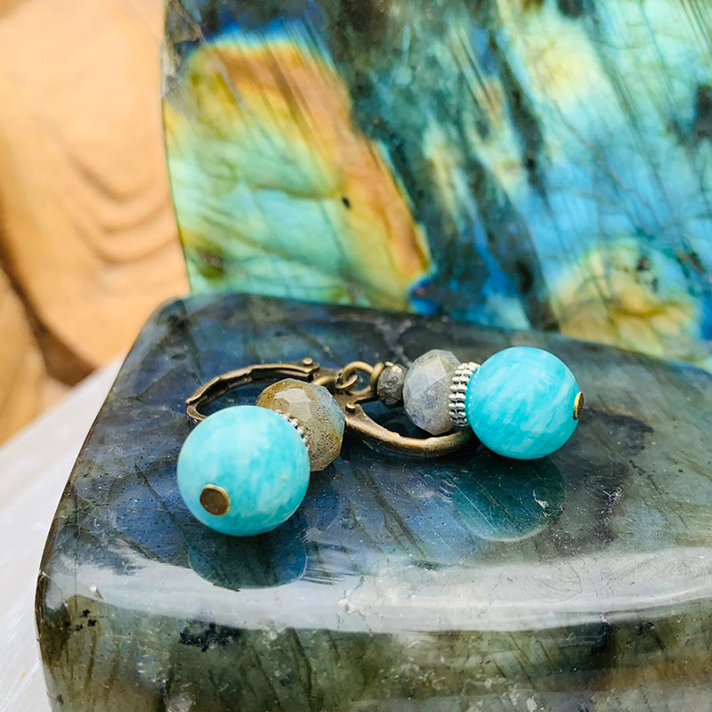 Labradorite & Amazonite Earrings