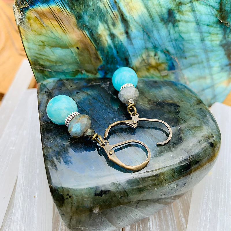 Labradorite & Amazonite Earrings