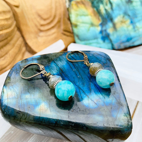 Labradorite & Amazonite Earrings