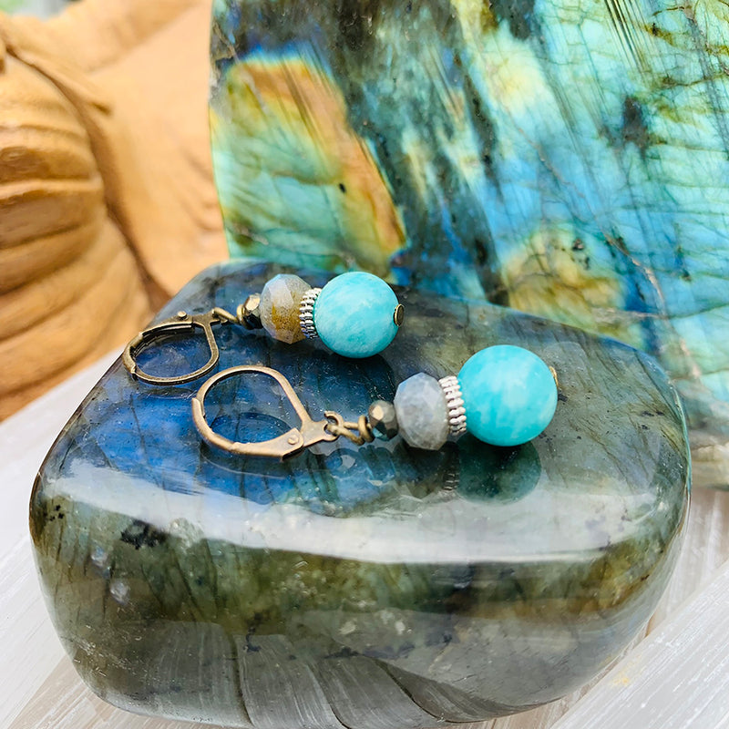Labradorite & Amazonite Earrings